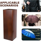 OUNONA Solid Wood Umbrella Stand Elegant Entryway Organizer for Indoor and Outdoor Use Heavy Duty Umbrella Holder for Lobbies Dark Walnut