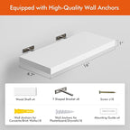 YUFLINX 16’’White Floating Shelves for Wall Set of 4,Rustic Wood Shelf for Room Decor/Storage/Display,Small Bookshelf,Wall Mounted Hanging Shelves for Bedroom, Bathroom, Living Room, Kitchen