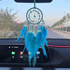 Dream Catcher for Car Rearview Mirror, Hanging Charm Ornament Pendant, Lucky Interior Accessory (Blue)