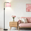 【Upgraded】 Dimmable Floor Lamp, 1000 Lumens LED Edison Bulb Included, Arc Black Floor Lamps for Living Room Modern Standing Lamp with Pink Shade, Tall Lamps for Living Room Bedroom Office Dining Room