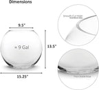 CYS EXCEL Large Glass Bubble Bowl (H-13.5" W-15.25", Approx. 9 Gal.) Round Bowl Terrarium Globe Flower Vase Centerpiece for Weddings Events Arrangements