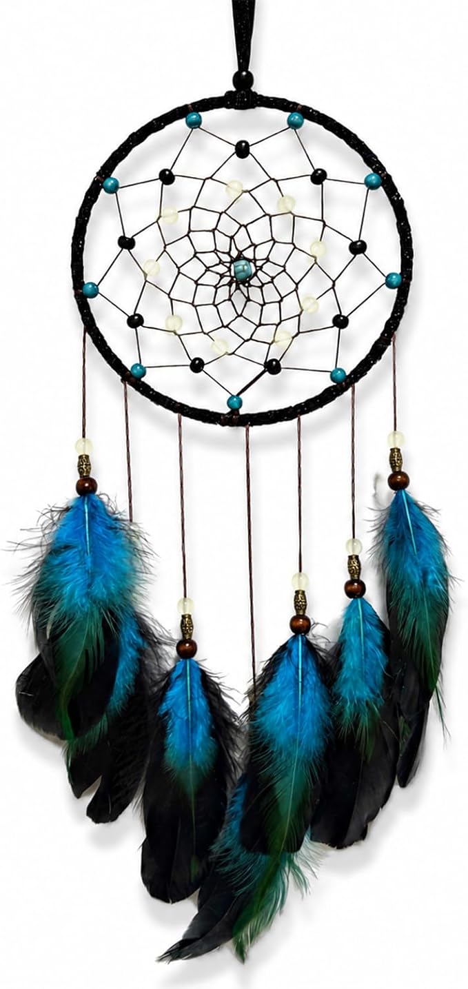Dream Catcher for Boys Blue Dreamcatcher for Bedroom Handmade Feather Hanging Decoration Ornament Birthday Festival Craft Gift