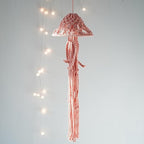 Macrame Wall Hanging,Jellyfish Dream Catcher with Star Lights,Bohemian Woven Wall Art Decor Beautiful Apartment Dorm Room Door Decoration (Pink)