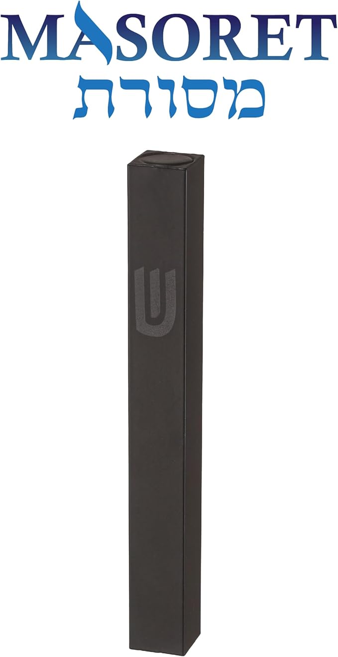Aluminum Mezuzah Case - Black Matte Tone Modern Design 5" 12cm Hebrew Parchment Scroll Case