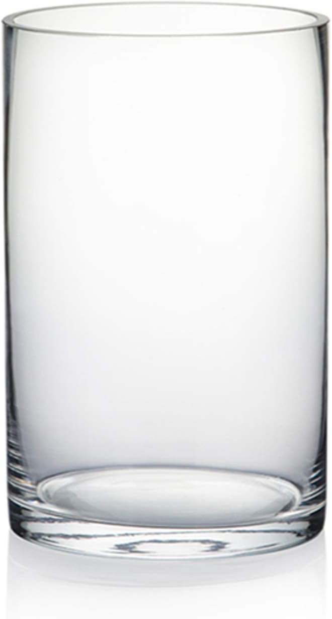 WGV Cylinder Vase, Diameter 5", Height 8", Clear Glass Floral Planter Container, Floating Candle Holder for Wedding Party Event Home Office Decor, 1 Piece
