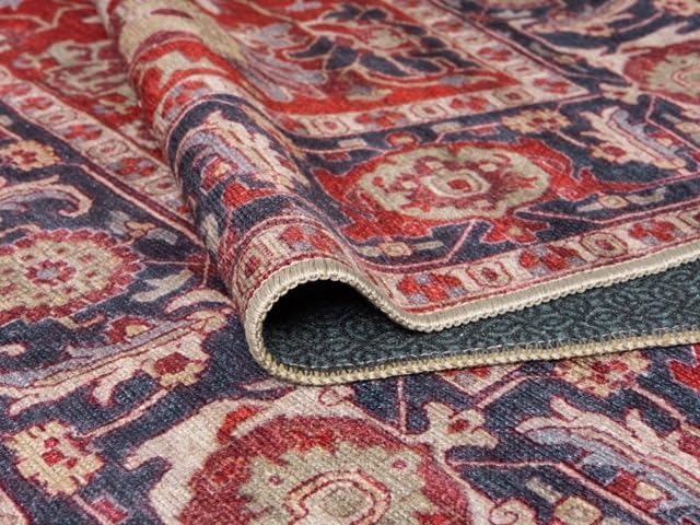 Keen Home Design 8x10 Rug - Machine Washable Area Rug with Non-Slip Backing, Ideal for Living Room, Dining Room, Bedroom - Vintage, Easy Clean, Durable, Low Pile Rug - (8' x 10')