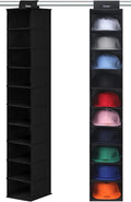 VAESIDA Hat Rack for Closet, 10 Shelf Hanging Hat Organizer for Baseball Caps Storage, Hat Holder Organizer for Hat Display, Best Space Saving Hat Racks for Baseball Cap Organizer, Black