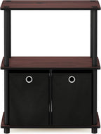 Furinno TURN-N-TUBE Storage Shelves, 3-Tier Toolless Book Shelf with Storage Bins, Display Shelf, for Organization and Storage, Living Room, Garage, Home Office, Dark Cherry