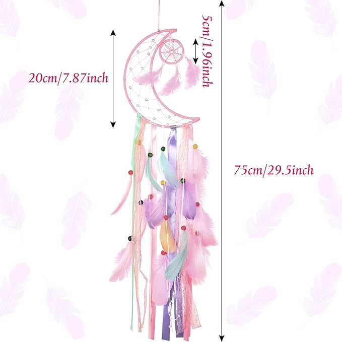Jetec 3 Pcs Dream Catcher Moon Sun Star Design Handmade Traditional Design Craft Ornament Wall Art Hanging Home Decoration Bedroom Wedding(Pastel Color)