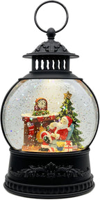 AOMIL Christmas Snow Globe Lantern with Music & Timer - USB/Battery Operated LED Glittering Globe, Snow Globe Decor for Home Holiday (Santa Claus)