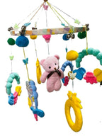 Colorful Hanging Mobile Decor with Soft Teddy, Rattles & Teething Rings – Decorative Hanging Ornament