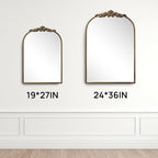 Vintage Baroque Gold Arched Mirror 24" x 36", Ornate Antique Wall Mirror with Metal Frame, Elegant Decorative for Entryway, Living Room, Bedroom, Hallway, or Bathroom Décor