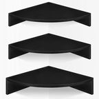 Homode Corner Floating Shelves, Set of 3 Corner Shelves Wall Mounted with Cable Hole, 3 Tier Wooden Hanging Corner Storage Shelf for Bedroom, Living Room, Kitchen, Black