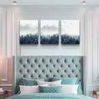 3 Piece Canvas Wall Art for Living Room Wall Decorations for Bedroom Office Wall decor Foggy forest Trees Landscape painting Stretched and Framed Ready to Hang pictures Home Decor 12"x16"x3 Panels
