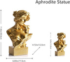 11.8" H Greek Mythology Bust Statue Decor,Artemis Statues Roman Goddess Figurines,Used for Sketch Practice Aesthetics Statues and Sculptures and Indoor Filling Space for Living Room, Bedroom (Gold)