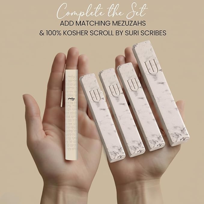SURI Mezuzah for Door with Scroll – 6 Inch Modern Mezuzah Case with Non Kosher Scroll Included, Fits up to 5” Scroll, Easy Adhesive Installation, Gift Box Included