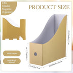 Pasimy 8 Pack Magazine File Holders Cardboard Foldable Magazine Storage Organizer Vintage Gold Kraft File Document Book Storage Boxes for Family School Office Desk Supplies Table Mail Organizer Holder