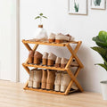 Bamboo Shoe Rack,Portable Folding Shoe Storage Rack,Without Installation Shoe Organizer for Corridors, Bedrooms and Other Spaces (3 Tier)