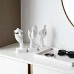 3 Pcs Thinker Small Statue Set - White Art Abstract Home Accent Figurines for Decor Woman Apartment Bookshelf Floating Shelf Coffee Table Office Desk Bathroom Counter Decor (3 Pcs White, 6")