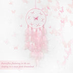 Pretty Jolly Dreamy Girls Butterfly Dream Catcher Wall Decor Fairy Pink Feather Baby Dreamcatcher Handmade Home Décor Wall Hanging for Nursery Bedroom Girls Birthday Gift