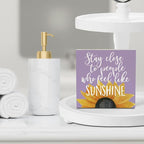 Sunflowers Purple Room Decor Sunflower Gifts for Women Spring Decor Purple Accessories Sunflower Wooden Box Sign for Home Office Desk Tabletop Shelf