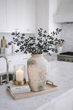 Emotionally Grounded Vase, Vaseking Large Ceramic Rustic Vase, 11 inch Minimalist Decorative Farmhouse Tall Vases for Home Decor, Living Room, Enterway, Table Decoration, Gray
