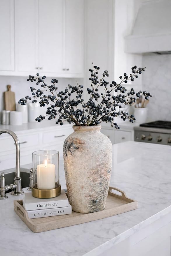 Emotionally Grounded Vase, Vaseking Large Ceramic Rustic Vase, 11 inch Minimalist Decorative Farmhouse Tall Vases for Home Decor, Living Room, Enterway, Table Decoration, Gray