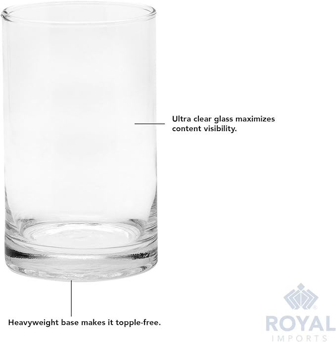 Royal Imports Flower Glass Vase Decorative Centerpiece for Home or Wedding - Cylinder Shape (8" Wide x 8" Tall, Clear)