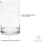 Royal Imports Flower Glass Vase Decorative Centerpiece for Home or Wedding - Cylinder Shape (4" Wide x 12" Tall, Clear)