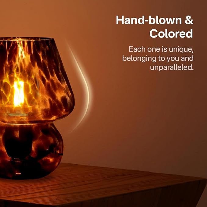 Dawnwake Mushroom Lamp Small Lamp Table Lamp for Bedroom, Desk Bedside Lamps for Living Room,Mushroom Decor Cute Mini Modern Mid Century Lamps for Night Stands,Aesthetic Home Decor (Flame Black)