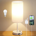 Dicoool Touch Bedside Table Lamp with USB - 3 Way Dimmable White Lamp for Bedroom Nightstand, Desk Lamp with Charging Station for Dorm, Office, Kids Room, Living Room