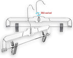 DEILSY™ Skirt Hanger Pants Hangers with Clips Hangers Shorts Hanger Clear Plastic Clothes Hangers with 2-Adjustable Clip Non-Slip Clothes Hangers Perfect for Pant, Pack of 12
