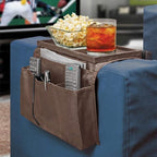 5 Pockets TV Remote Control Holder Couch Sofa Tray Armrest Organiser Oxford Chair Couch Caddy Sofa Armrest Bag Bedside Storage Hanging Organiser for Magazine Books Snack Mobile DVD Cellphone Drinker