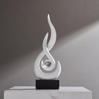 Modern Abstract Art Table Decoration,Resin Flame Statue Modern Centerpiece Ornaments for Living Room Great Gift Idea Home Decor,Collectibles (White)