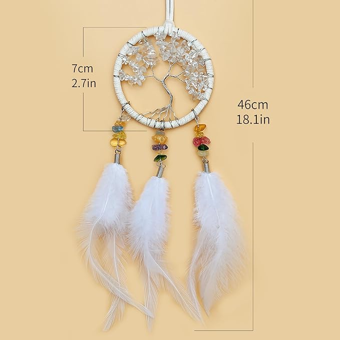 Car Mirror Decor Hanging Dream Catchers for Cars, Small Tree of Life Dream Catcher White Dreamcatchers for Car Ornament