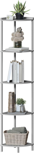SUNMORY 5 Tier Corner Shelf Stand,Industrial 65" Corner Shelves Display Shelf for Living Room Decor,Wall Corner Bookshelf Multi Unit Organizer,Tall Shelf Plant Stand for Bedroom,Bathroom,Small Space