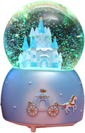 Snow Globe Castle Crystal Ball Automatic Snowfall Musical Rotate Crystal Ball with 7 Color Changing Lights Musical Castle Snowglobe for Kids Girls Boys