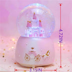 Snow Globes,Pink Castle Music Snowglobes with LED Lights,Automatic Snow Fall Effect,Home Decor for Kids Room Essentials Birthday Christmas Festival Gift for 5-16 Year Old Girls (Pink1)