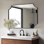 ANDY STAR 30x48 Inch Mirror, Matte Black Bathroom Vanity Mirror, Scalloped Rectangle Mirror in Premium Stainless Steel Metal Thin Frame Deep 1", Large Wall-Mounted Mirror (Horizontal/Vertical)