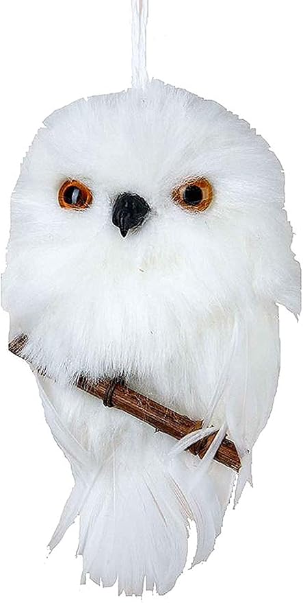 Kurt S. Adler YAMC2220 Hanging Owl Ornament with Branch, White, 3.93"