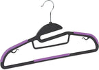 Amazon Basics Space Saving Non-Slip Rubber Coated Plastic Hangers with 360 Degree Swivel Hook, Black/Purple, Pack of 50