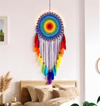 Boho Wall Decor for Bedroom, Large Macrame Dream Catcher, Aesthetic Room Decor for Women Girls, Cozy Hanging Decor for Apartment Nursery