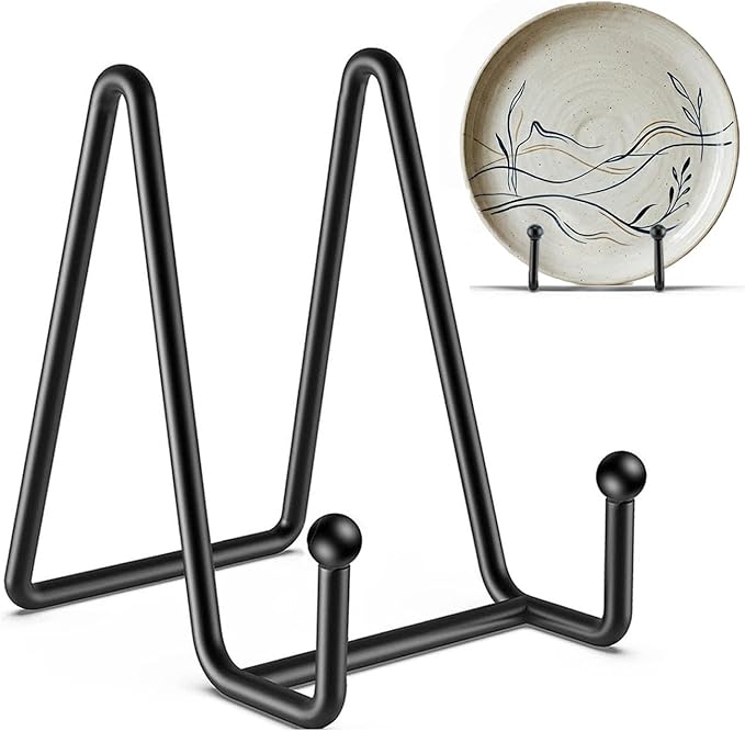 Hoewina 4.5 Inch Plate Stands for Display - Metal Frame holder stand Picture, Decorative for Book and Platter, Tabletop Art, Photo Easel (3 Packs)