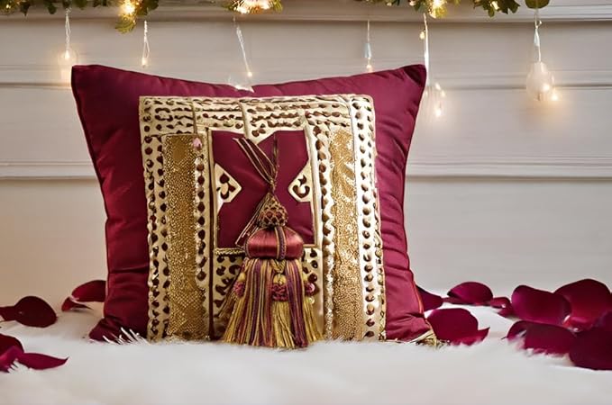 DÉCOPRO Elegant Hand-Crafted 4" (10cm) Key Tassel 3 1/2" Loop Accented with Crown Tassels Style KTAX4 Golden Brown Beige #LX09 (Golden Beige Dark Red Plum Purple) Set of 2