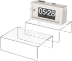 Acrylic Shelf Riser 6x4.3x2 pack of 2, Clear Display Shelf 6” for Figure, Cosmetics, Bags, Shoes, Toys, Collectibles, 6x4.3x2 Inch