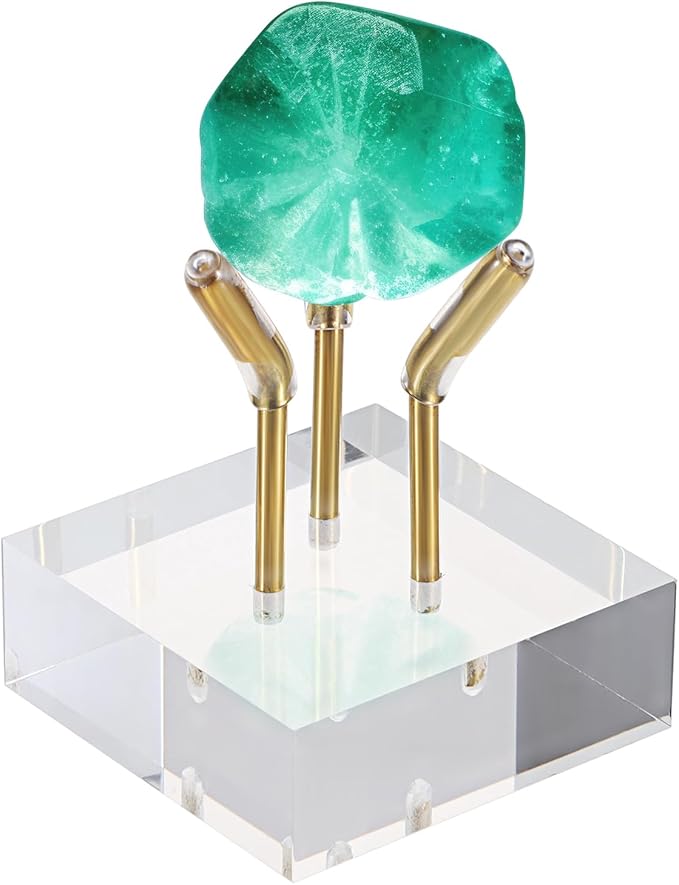 Hipiwe Gold Metal Arm Display Stand Easel with Acrylic Base Small Display Easel Holder for Sphere Crystal Ball Eggs Mineral Geodes Rock Seashell