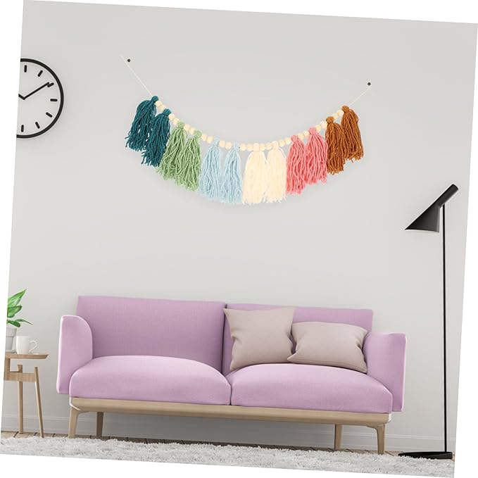 PRETYZOOM Beads Wall Hanging Decor Hand Woven Tassel Pendant for Home Decoration Indoor Wall Art Accent Present for Housewarming and Special Occasions