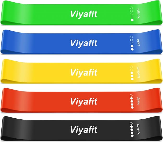 Resistance Band, Exercise Loop Bands for Yoga, Pilates, Fitness and Working Out, Set of 5 Stretch Bands with Carrying Bag