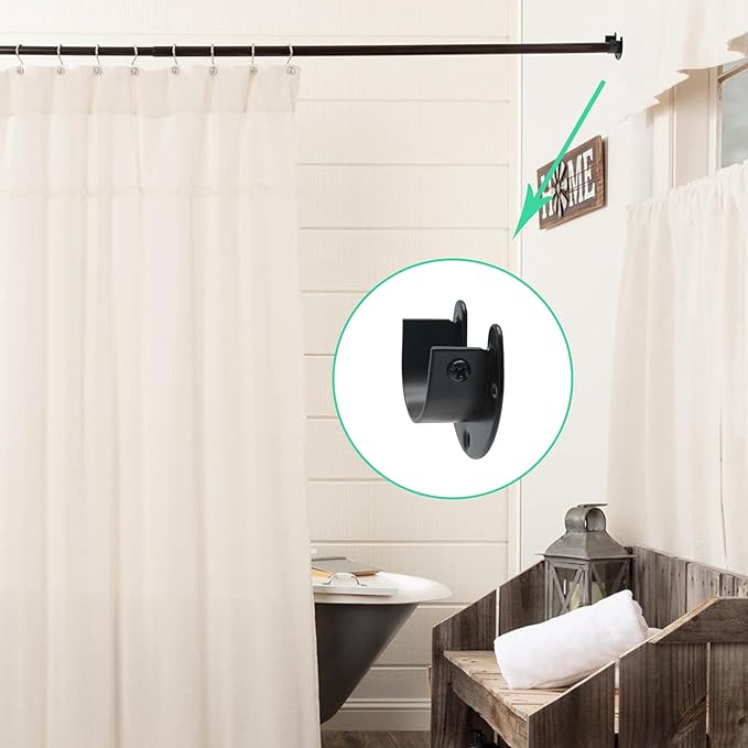 2 Packs Stainless Steel Closet Rod End Supports 1-1/3 Inch Wardrobe Bracket Heavy Duty Closet Pole Sockets Flange Rod Holder, U-Shaped with Screws, Black