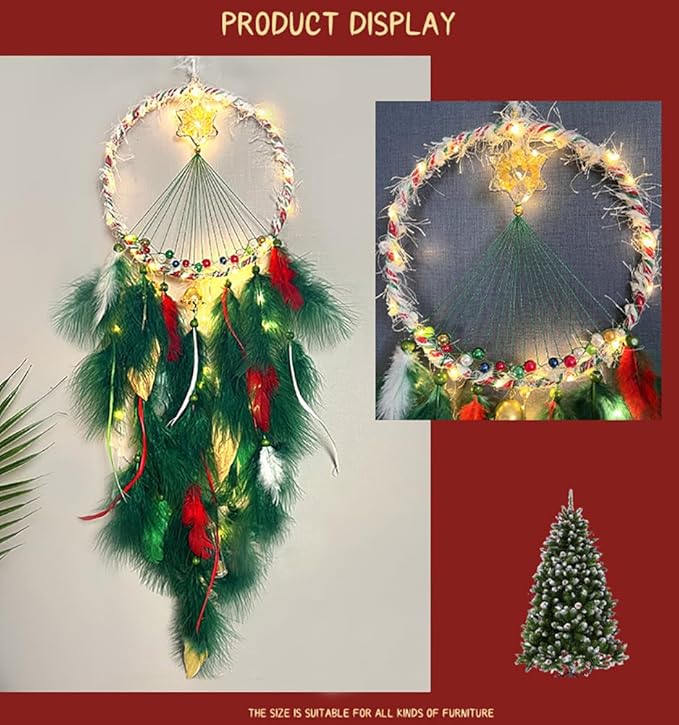 Christmas Star Dream Catcher Handmade Christmas Dreamcatcher Hanging Decoration Home Wall Decoration Craft Ornament